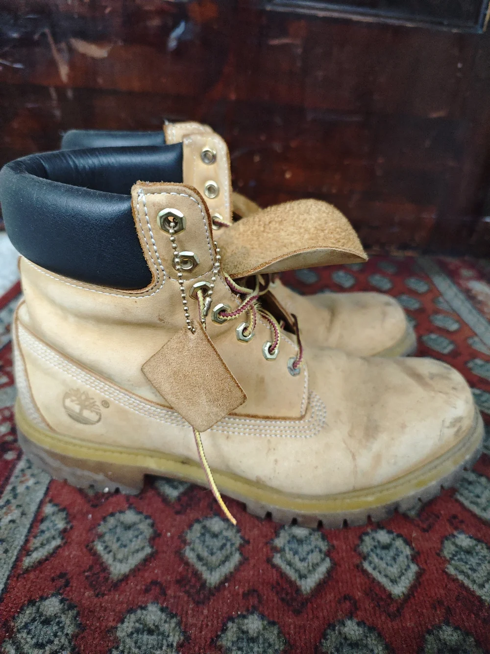 Timberland Wheat/Tan Work Boots with Black Collar
